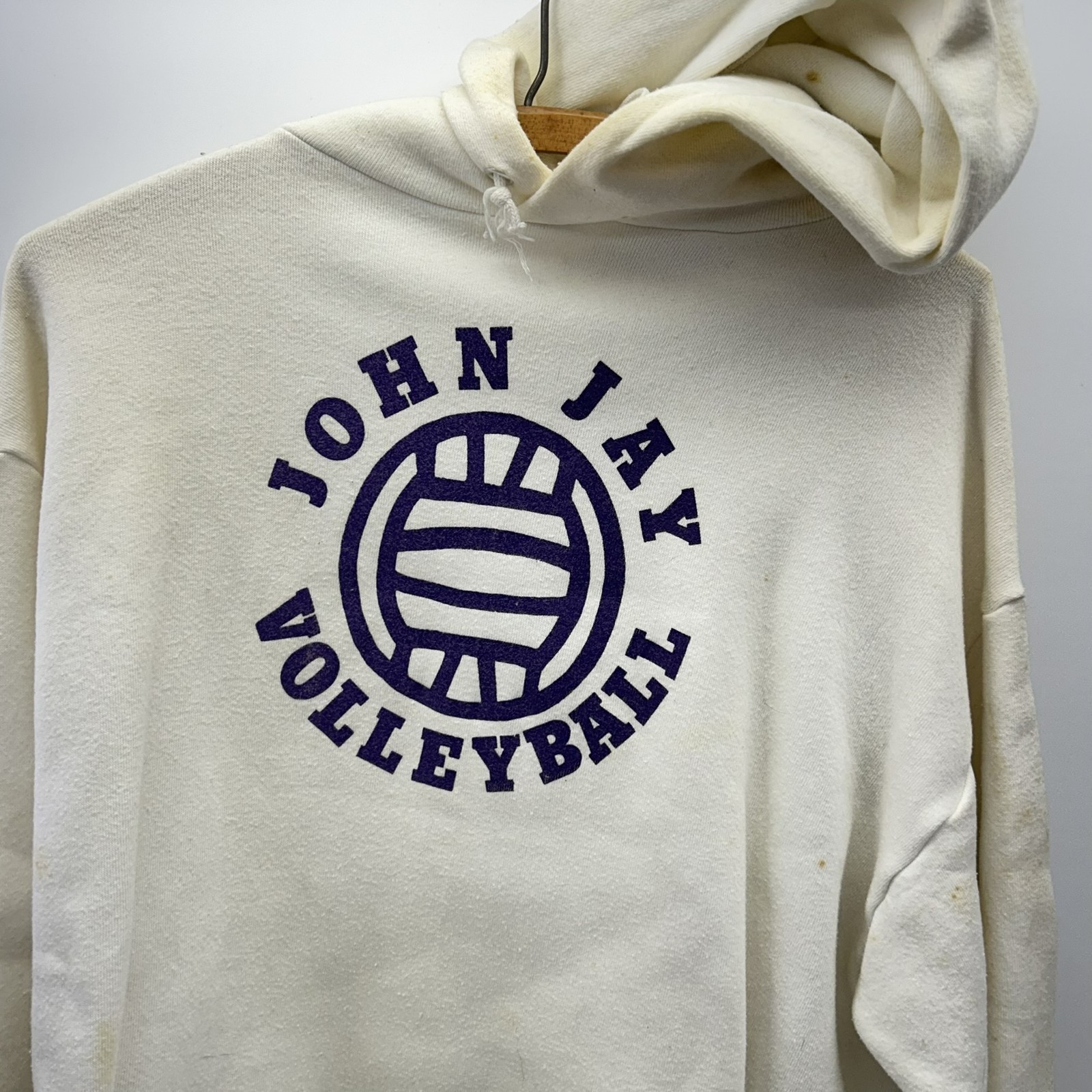 Vintage Russell Super Weights John Jay Volleyball Hoodie Sweatshirt XL 46 USA