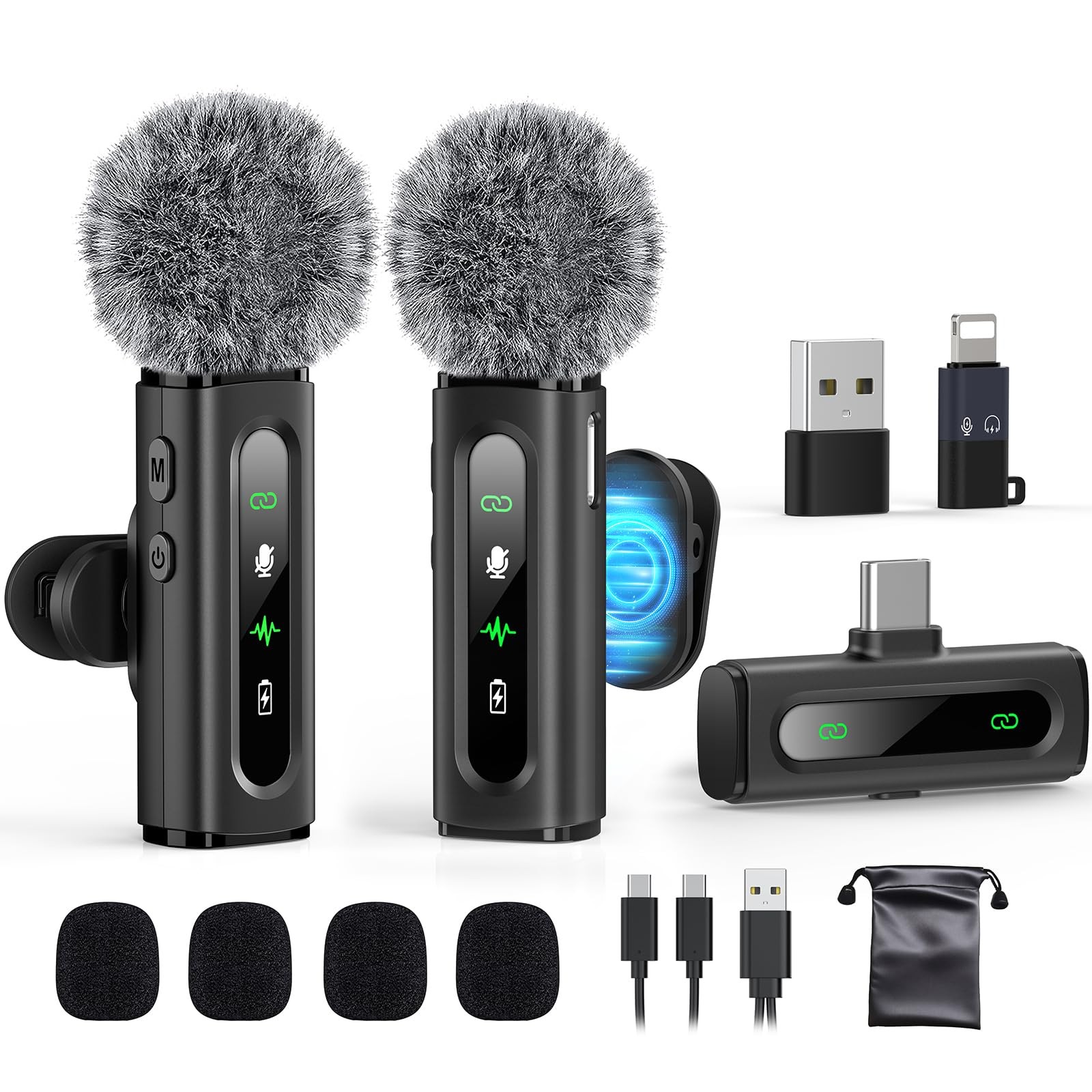 USB C Lavalier Microphone Wireless Mini Mic for Type-C Android Phone/Tablet