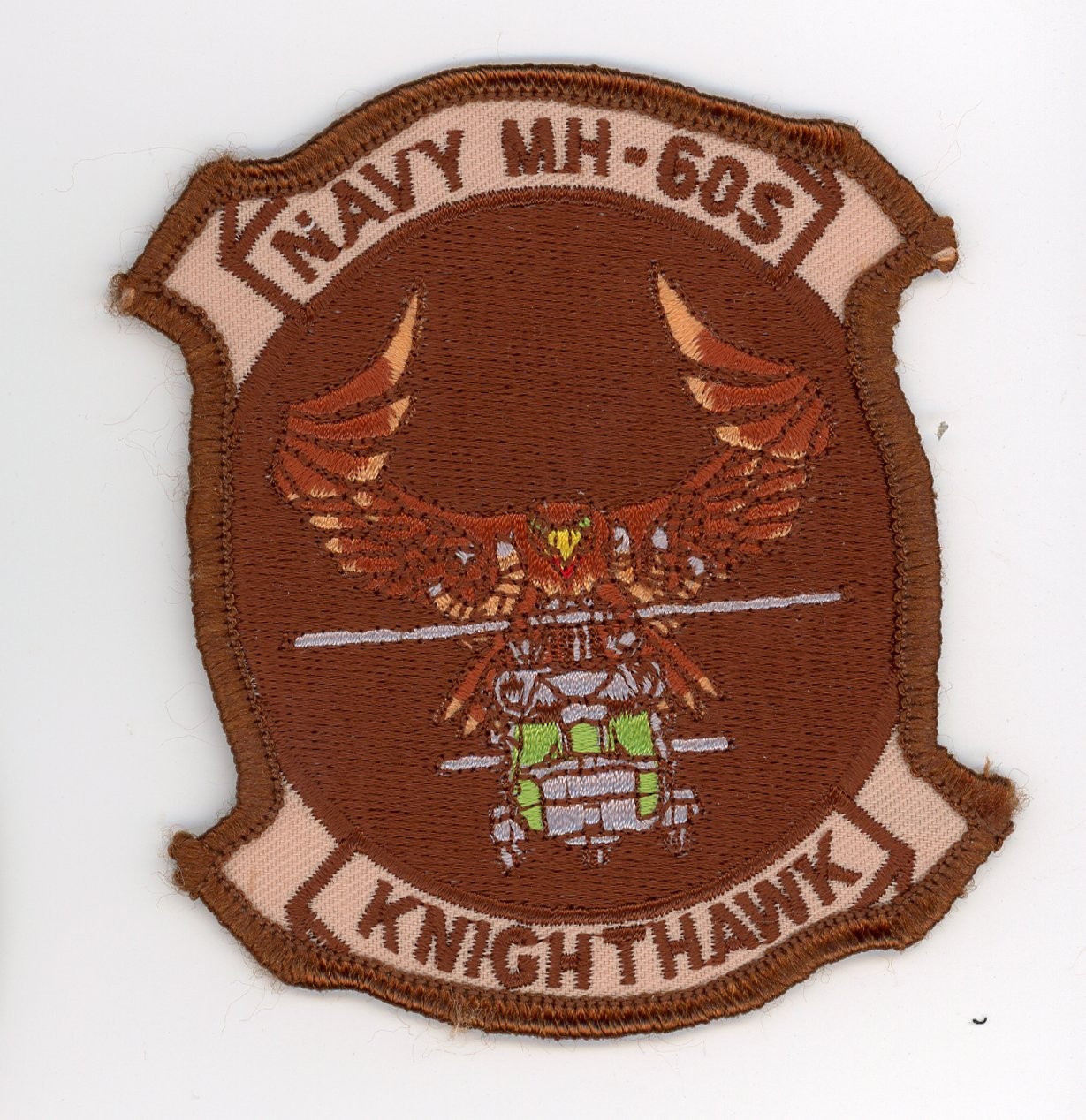 PATCH HELICOPTER US NAVY MH-605 KNIGHTHAWK DESERT IRON ON PARCHE