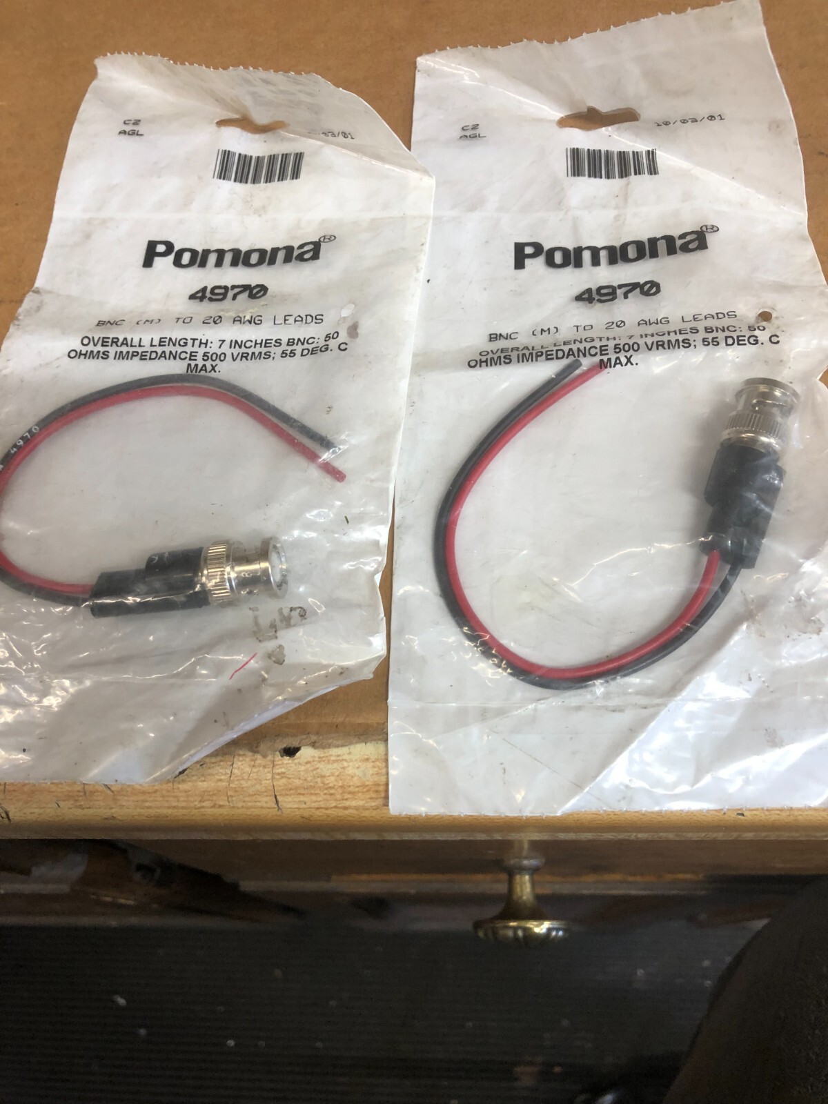 QTY-2 - Pomona Electronics 4970 BNC Twist Connector Male Flying Leads 20AWG