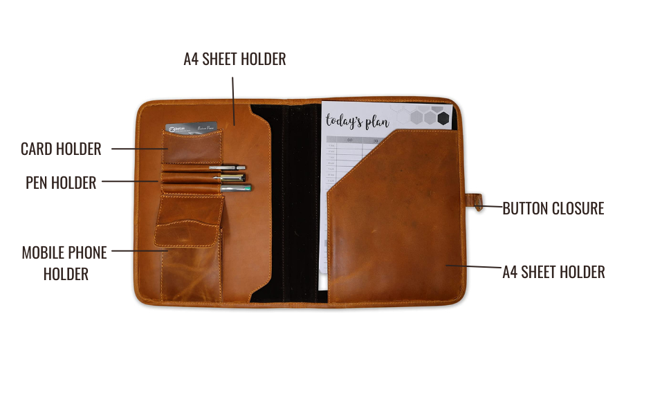 Genuine Leather Business Portfolio Professional for Document Sleeves and Notepad