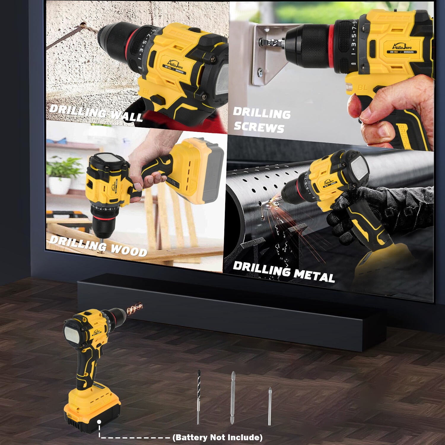 3/8" Brushless Cordless Drill for DeWalt 20V MAX Battery Bare Tool