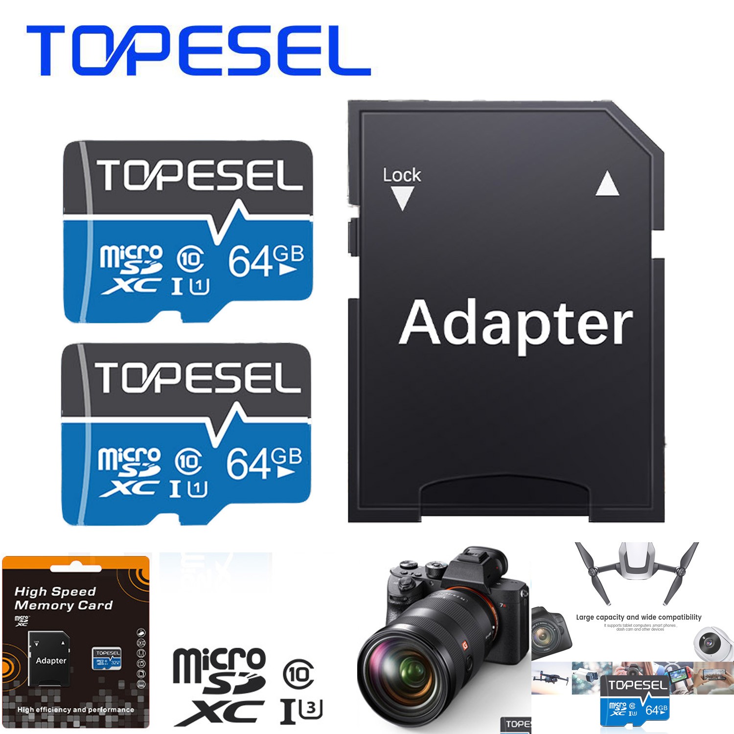 2 Pack 64 GB Micro SD Card C10 SDHC UHS-I Memory Card TF Card For Cameras Phone
