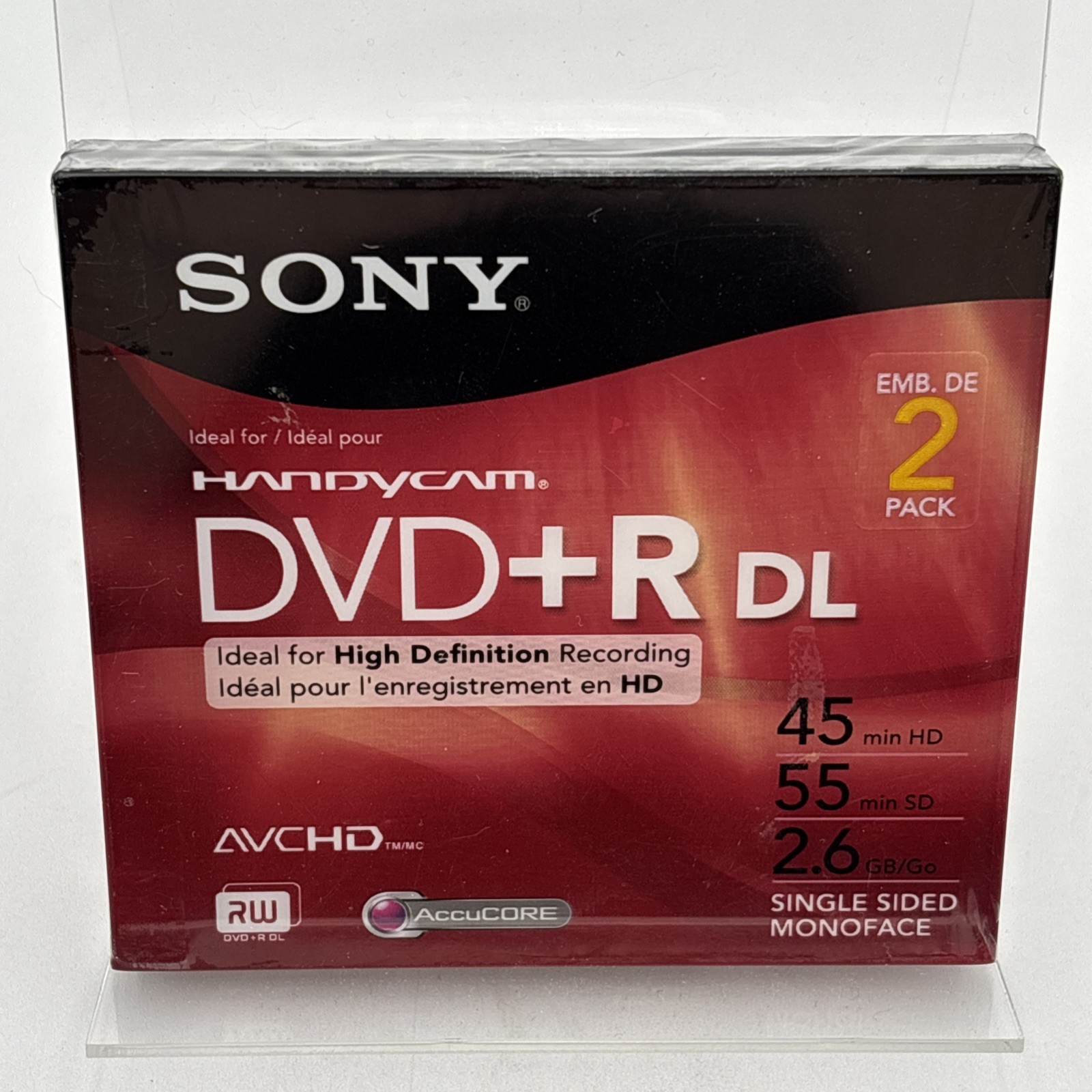 Sony Handycam DVD+R DL Blank DVD 2.6GB 45 HD/55 SD Minutes BRAND NEW 2 PACK