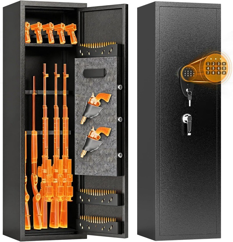 Gun Storage Cabinet for Rifles Shotguns Safe Quick-Access Long Gun & Ammunition