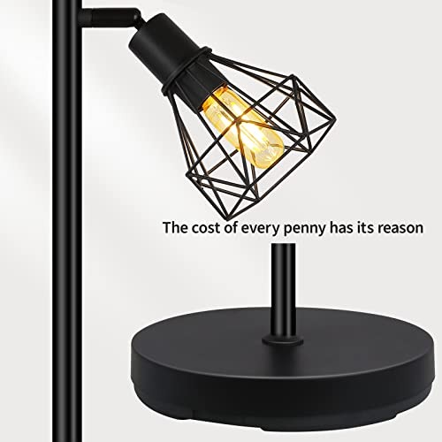 Floor Lamp, Industrial Floor Lamps for Living Room,Tree Standing 3 Heads-Black