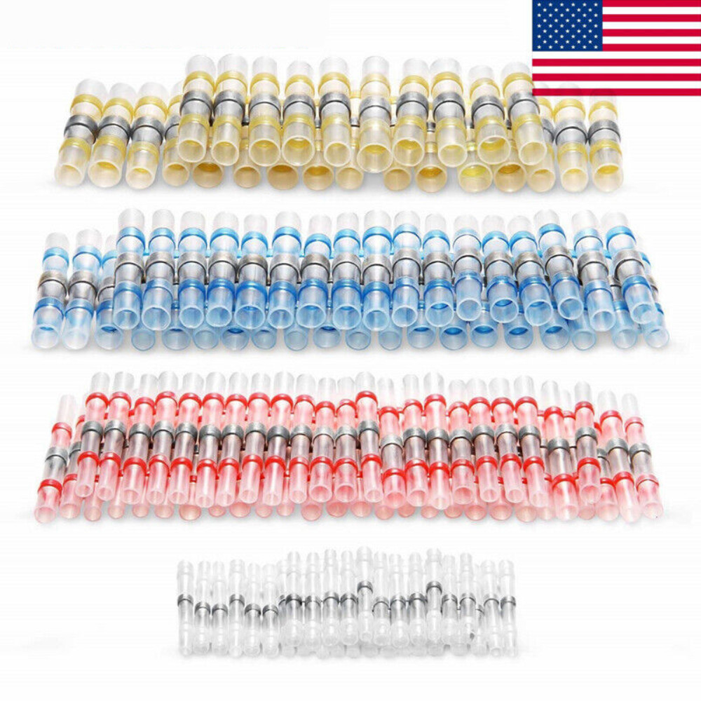 1000pcs Waterproof Solder Seal Sleeve Heat Shrink Butt Wire Connectors Terminals