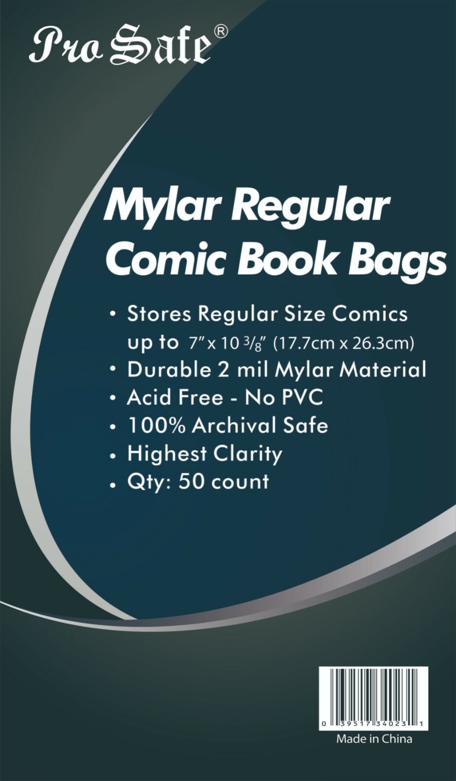 50 Comics Books Bags Sleeves Acid Free, Ultra Clear 2 Mil, Regular Size Mylar