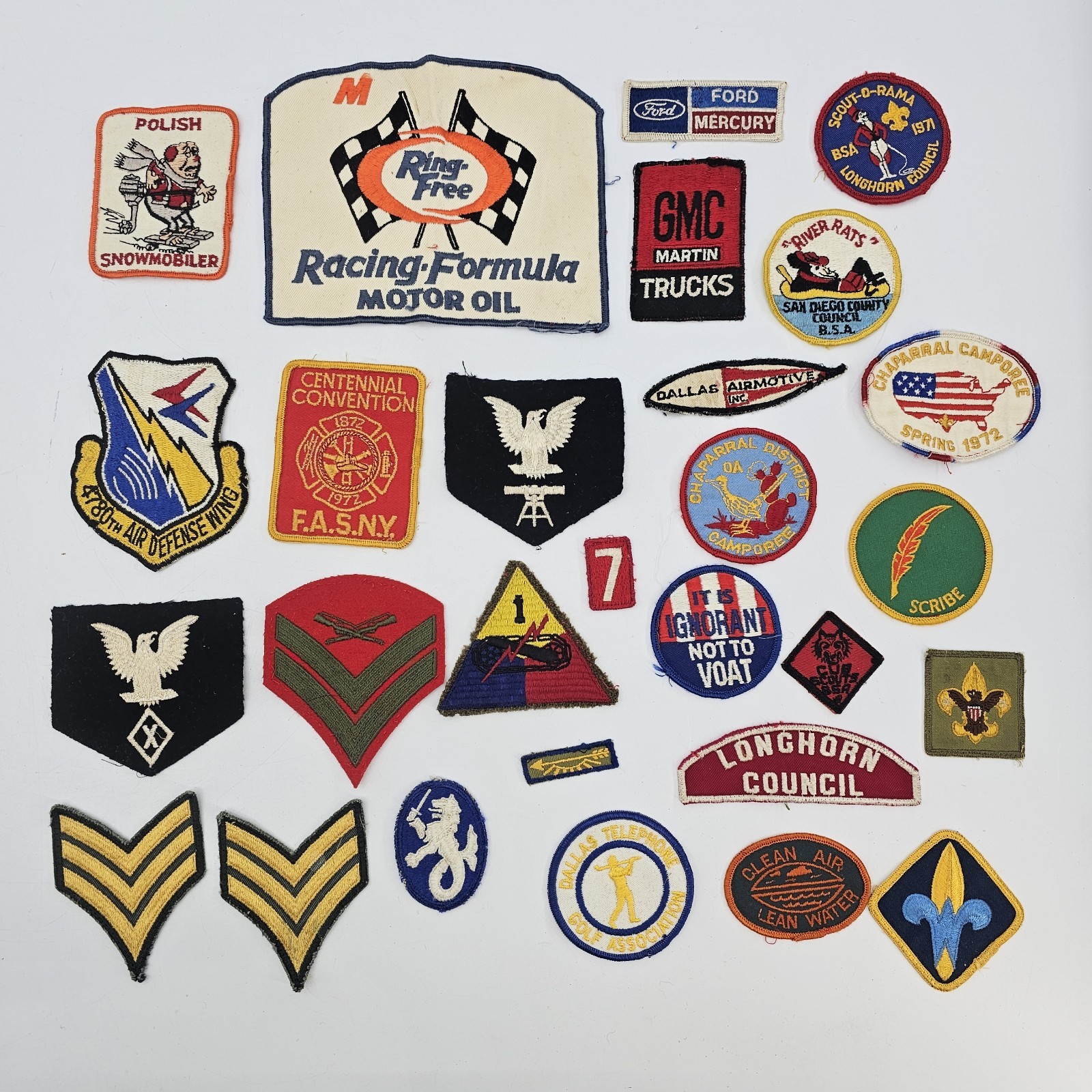 Lot of 28 Vintage Patches Automotive Military Boy Scouts