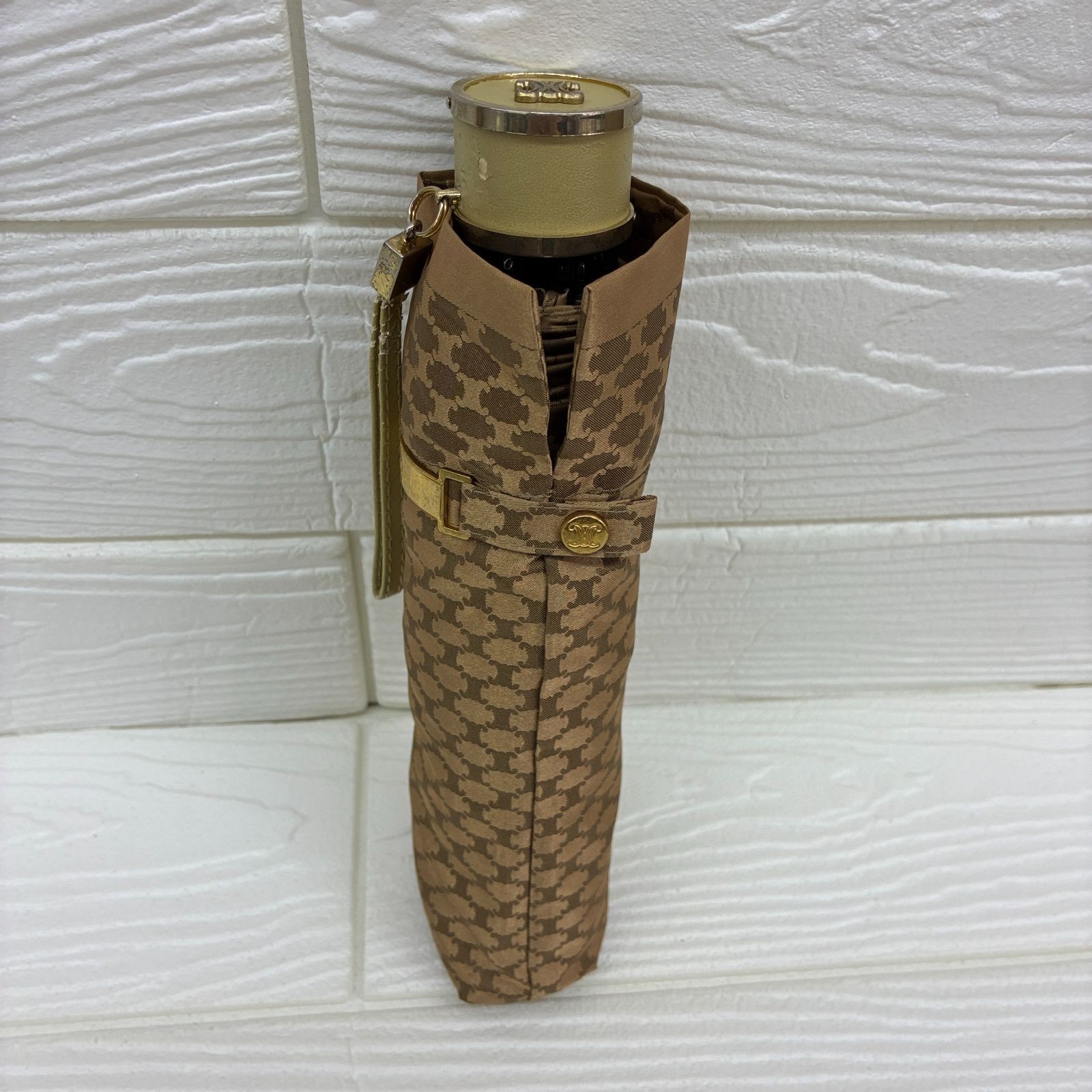 Celine Triomphe Folding Umbrella - Used Handle/Strap Scratches Polyester