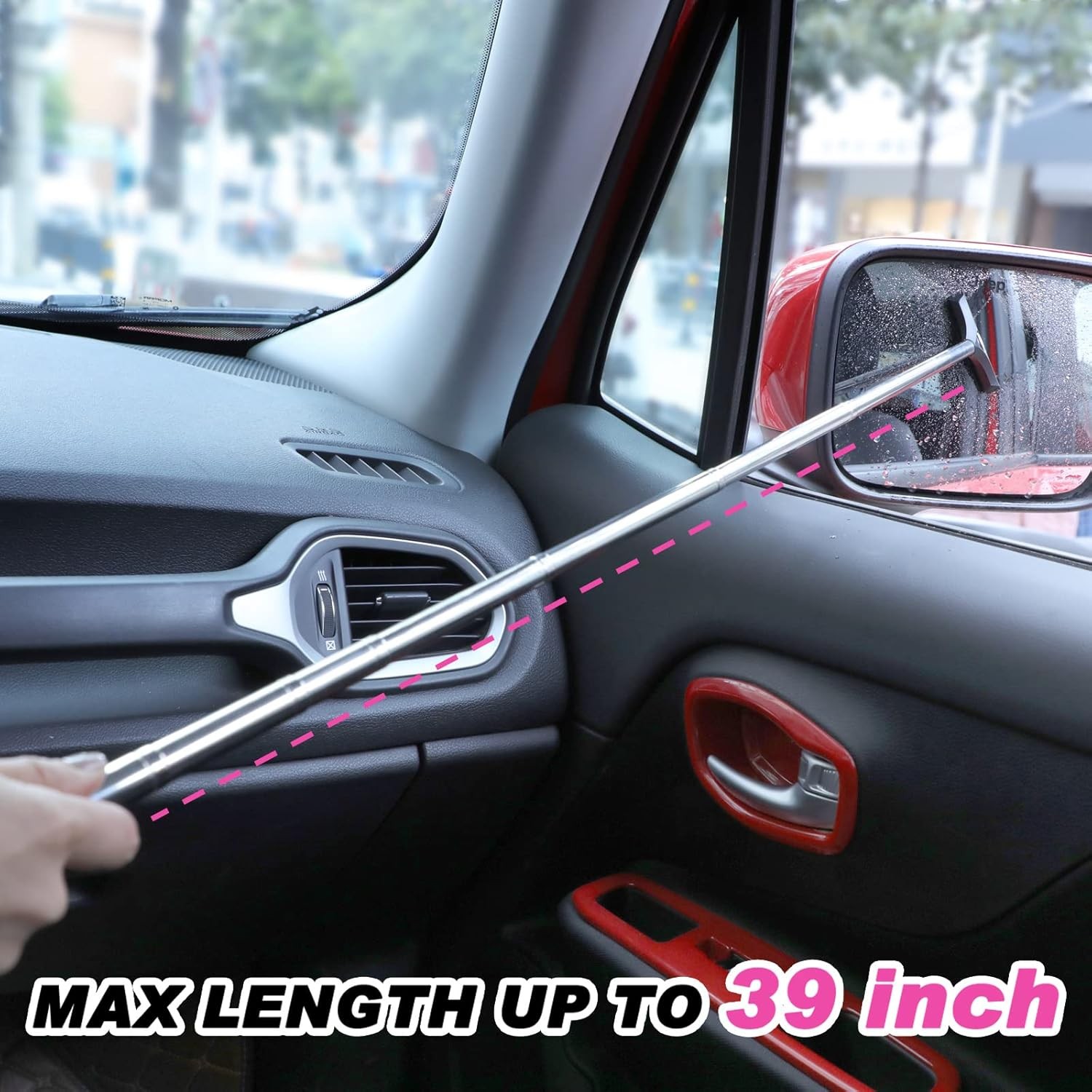 Side Mirror Squeegee, 2 PCS Car Mirror Squeegee, Retractable Car Rearview Mirror