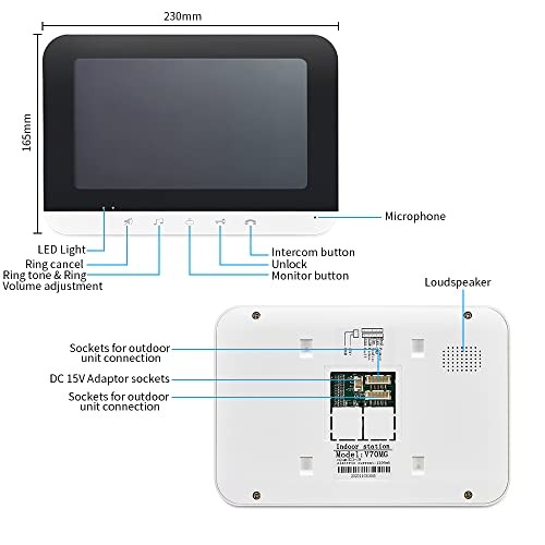 Video Intercom System 7" Doorbell Camera Remote Unlock 2 Monitors