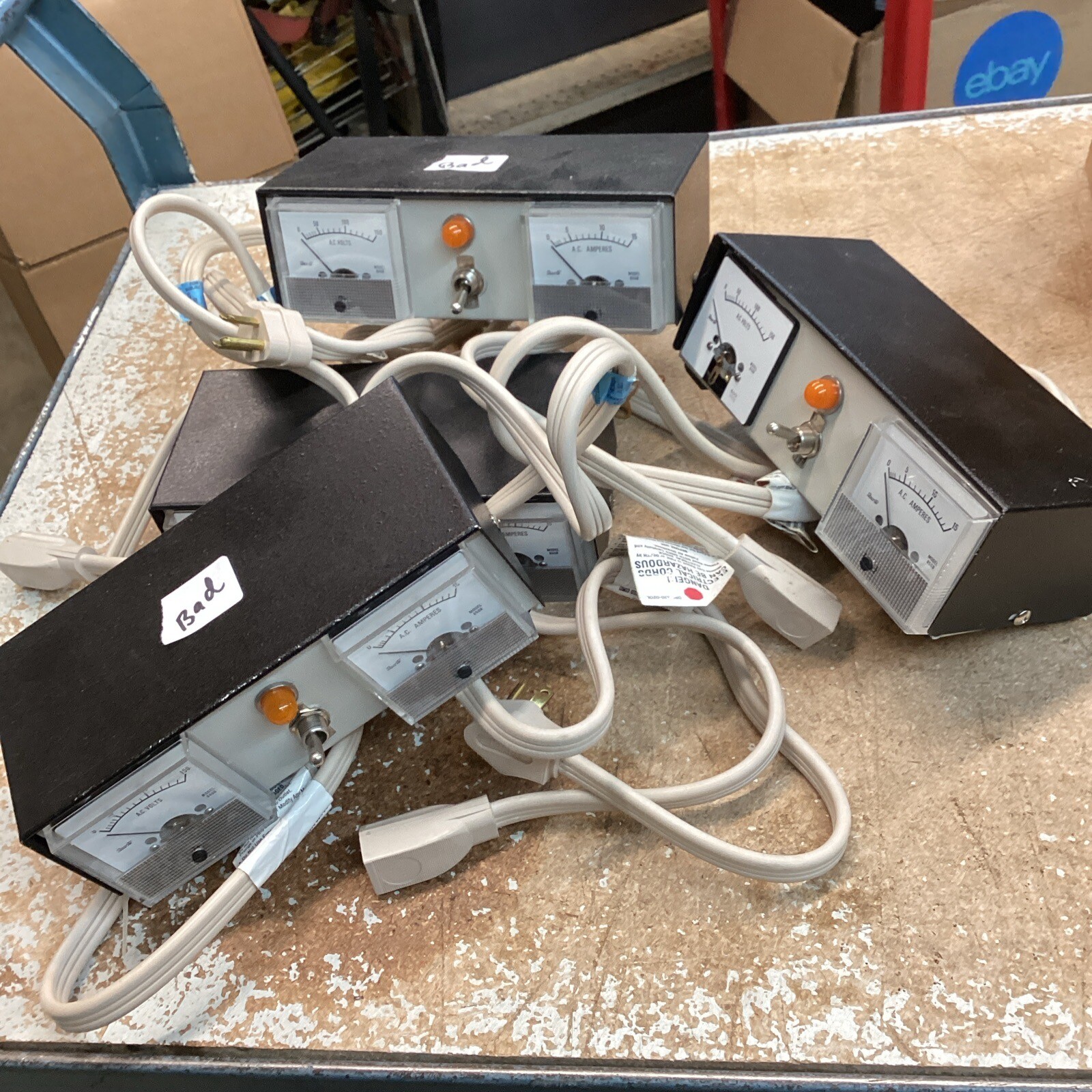 4 AC Voltage & AC Amperes Tester Shurite Model 8508 & 8406 Parts Only