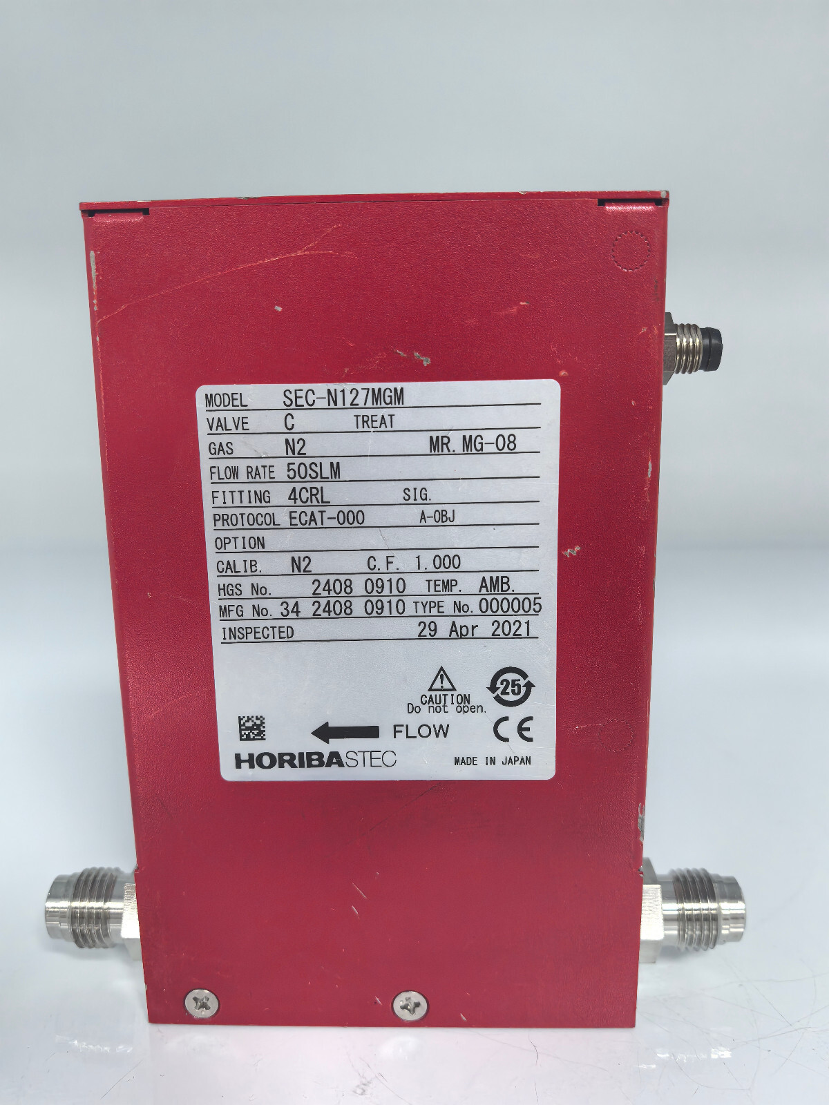 HORIBA  Mass Flow Controller SEC-N127MGM  N2 50SLM  4CRL   MFC ECAT MG-08