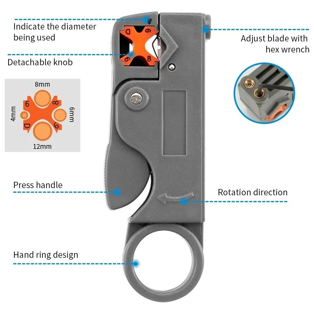 Cable Stripper Coaxial Wire Coax Stripping Tool Accessorie Insulated Electrical