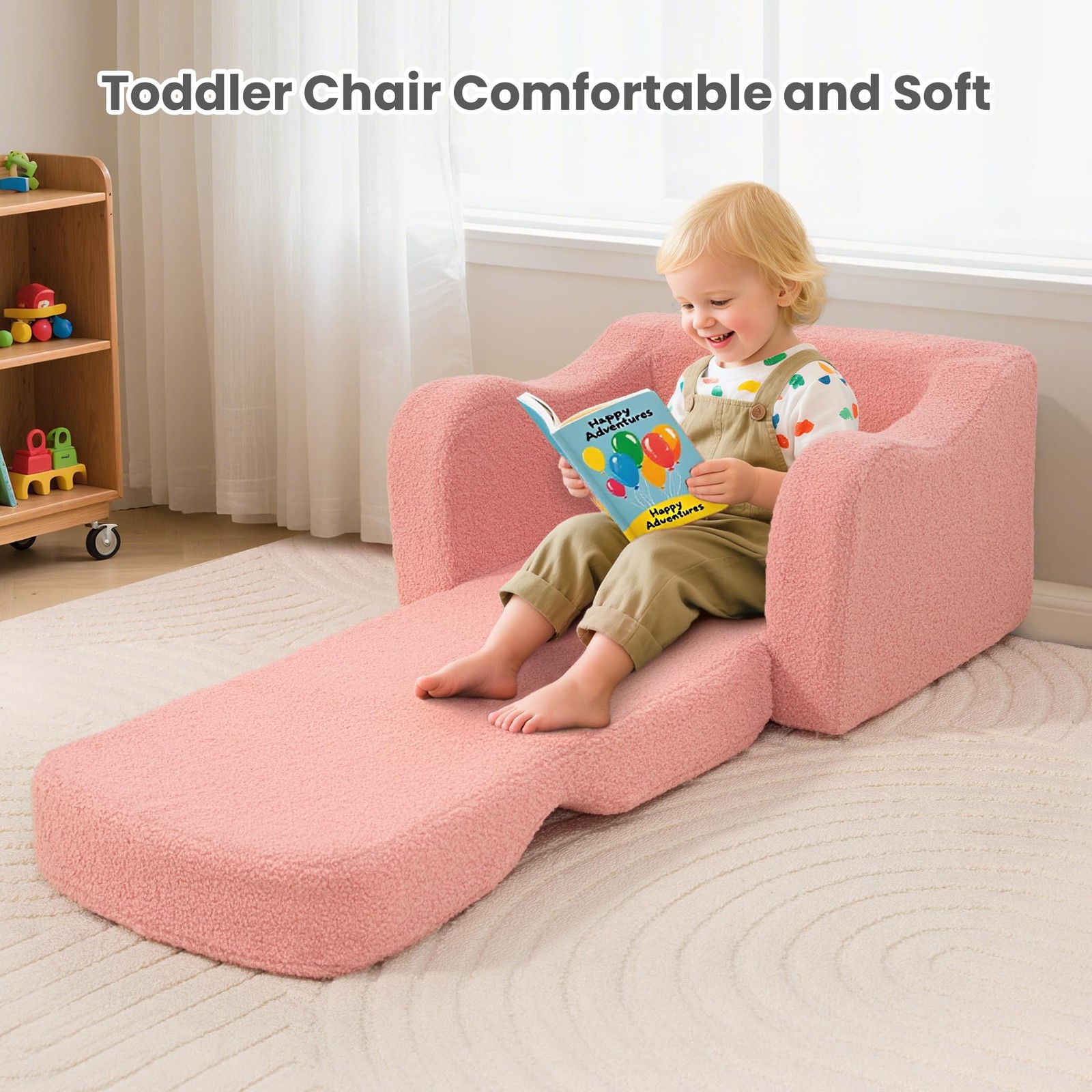 Comfy Toddler Chair & Kids, 2-in-1 Soft Couch Fold Out for Kids, Toddler Chai...