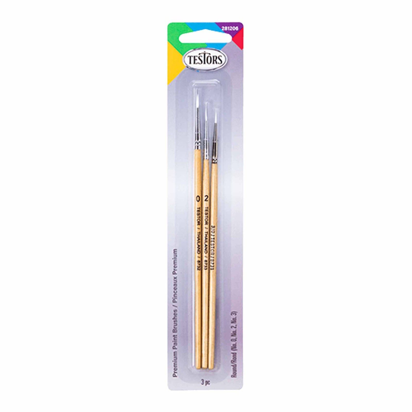 Testor Corp. 3 Piece Premium Round Brush Set TES281206 Paint Brushes