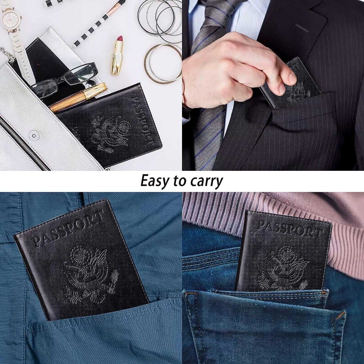 Passport Holder Black Home Kitchen Durable Multipurpose
