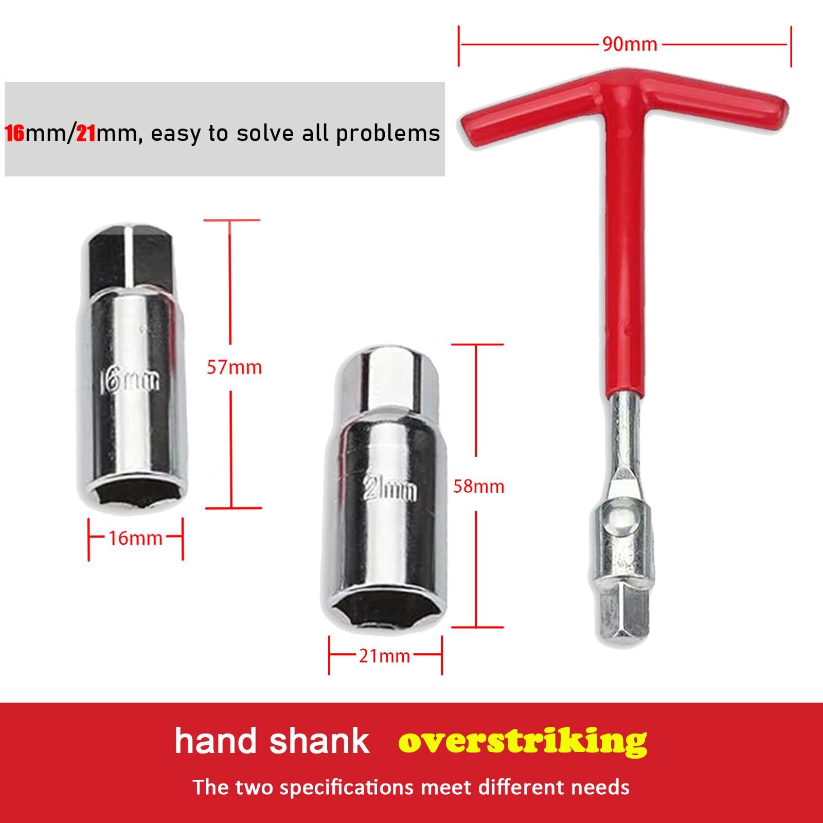 Spark Plug Removal Tool Kit T-Handle 16mm & 21mm Wrench for Lawn Mower
