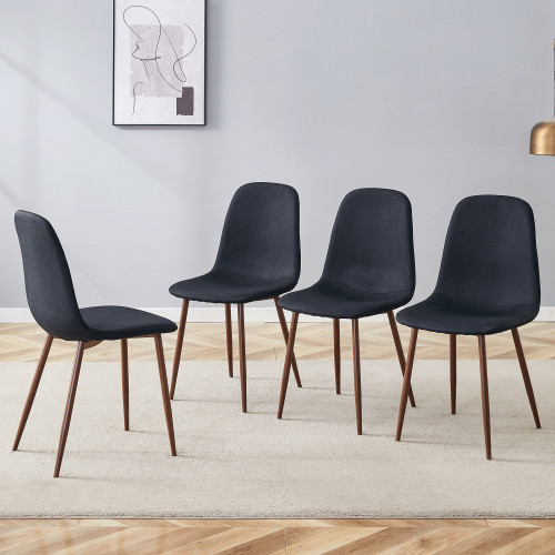 Luxury Simple Chair - Set Of 4 BLACK Linen-Cotton Material High Resilience Chair