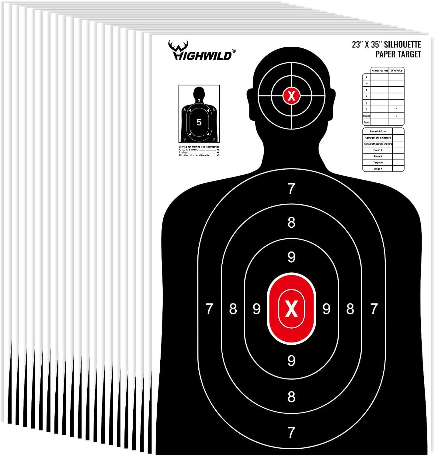 Versatile 23X35" Shooting Range Silhouette Paper Targets - 20 Pack for Accuracy