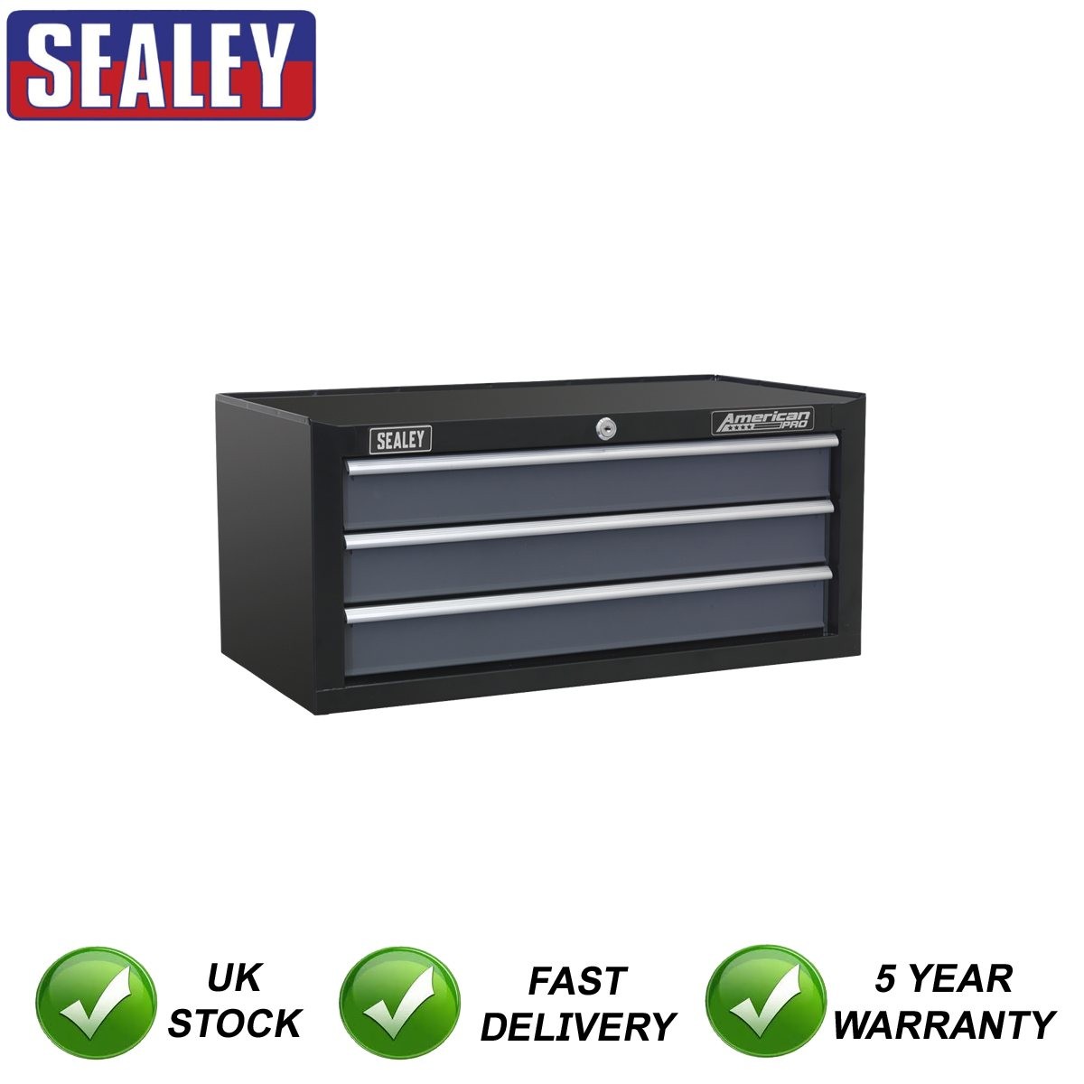 Sealey American PRO� Mid-Box Tool Chest 3 Drawer Black/Grey AP3503TB