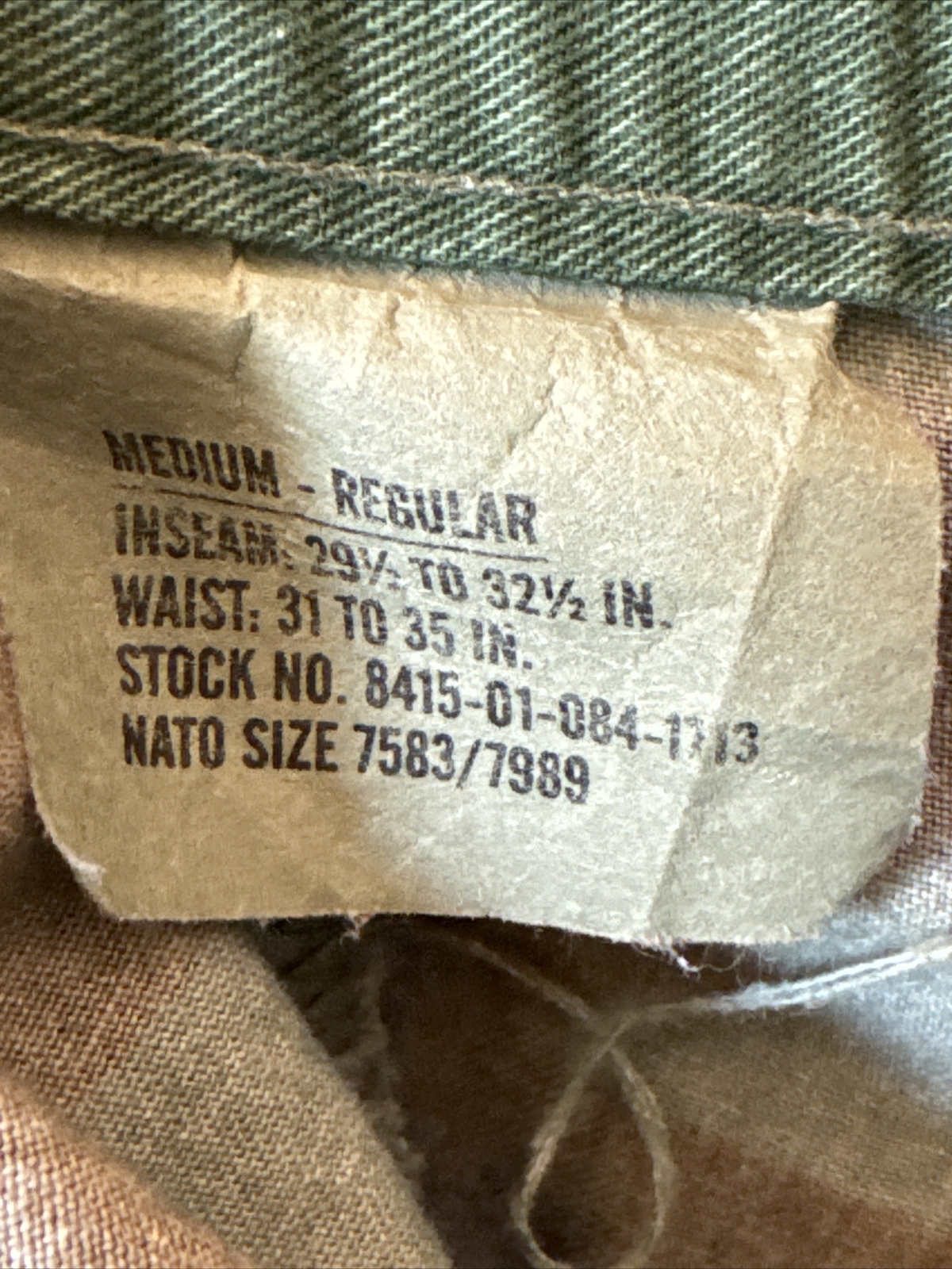 US Army Military Issue Camo Cargo Pants Mens Medium Regular 31-35” Nice Cond
