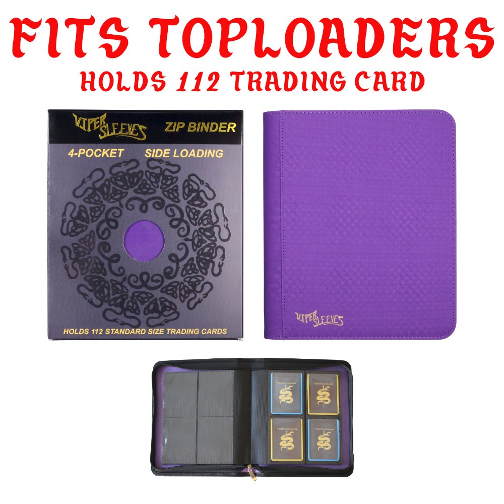 Purple TopLoader Zipper Binder 4-Pocket for popular tcg games - Viper Sleeves