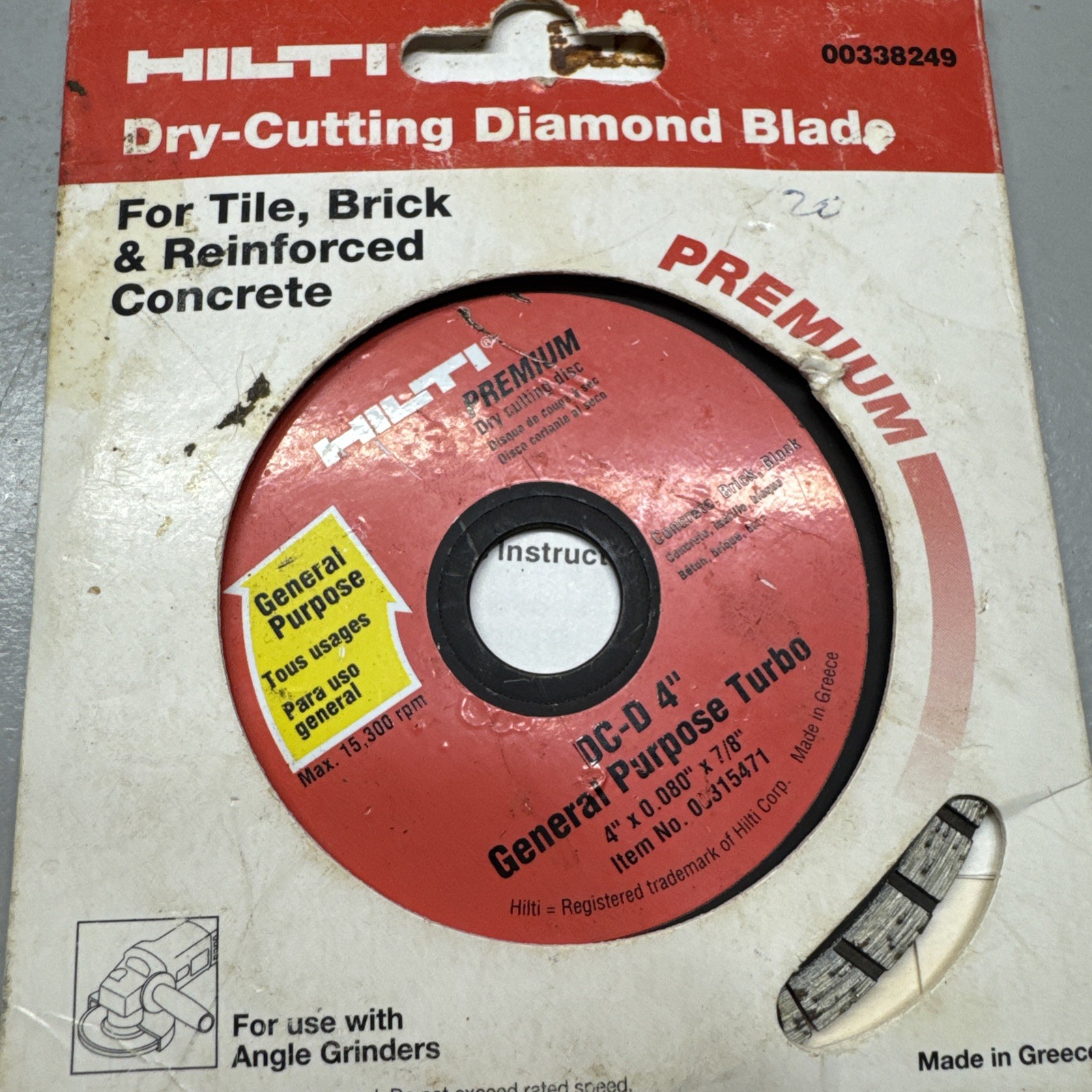 HILTI  DC-D 4" Diameter (Diamond Dry-Cutting Disc) General Purpose Turbo