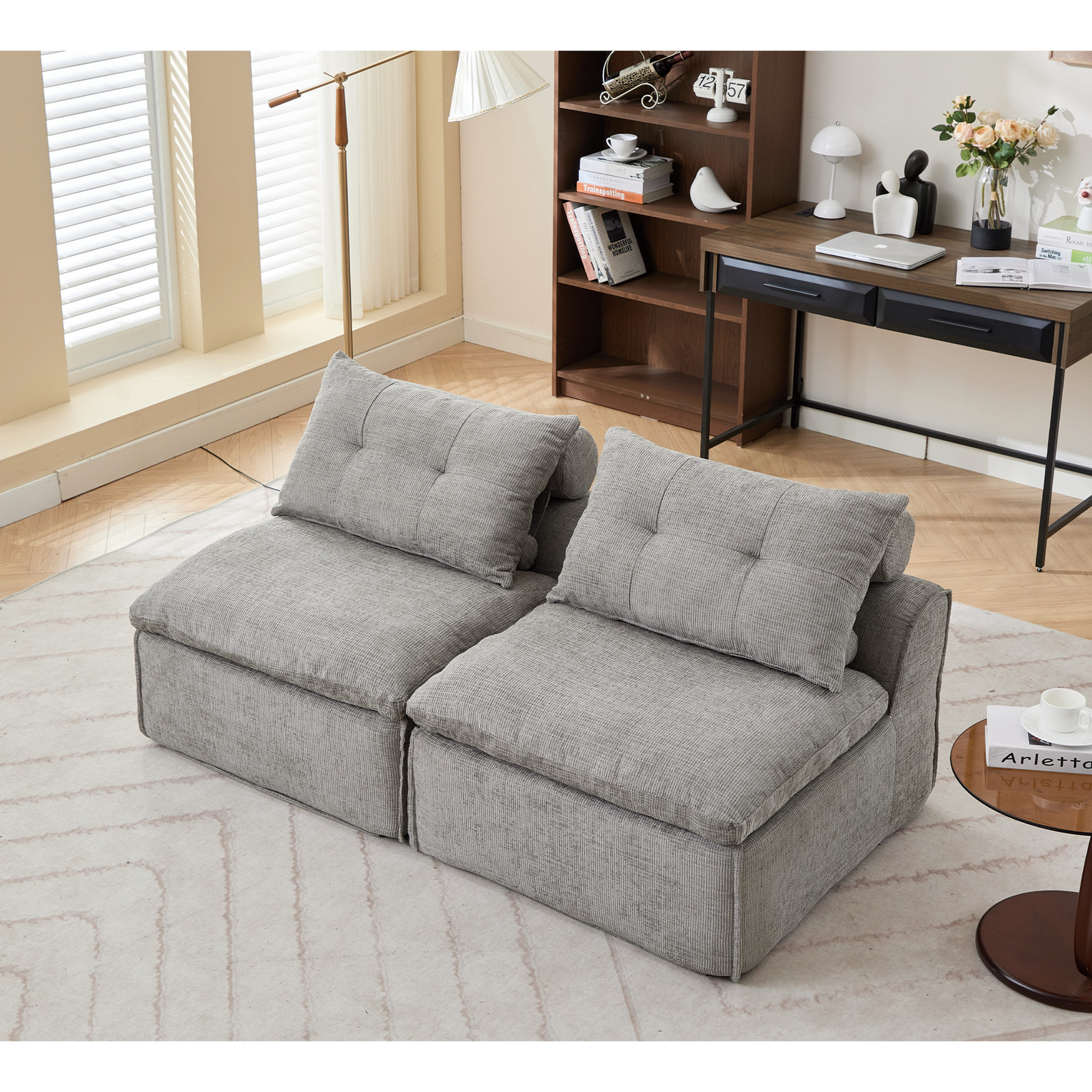 [NEW ARRIVED] [VIDEO PROVIDED]Modular Sofa,No Armrests,At will DIY, Chenille Fab