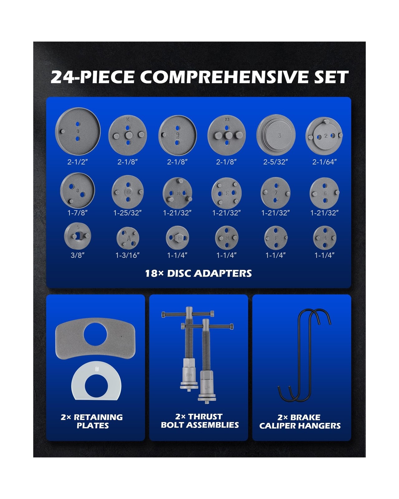 Orion Motor Tech 24pc Brake Caliper Compression Tool Set, Heavy... USA Fast Ship