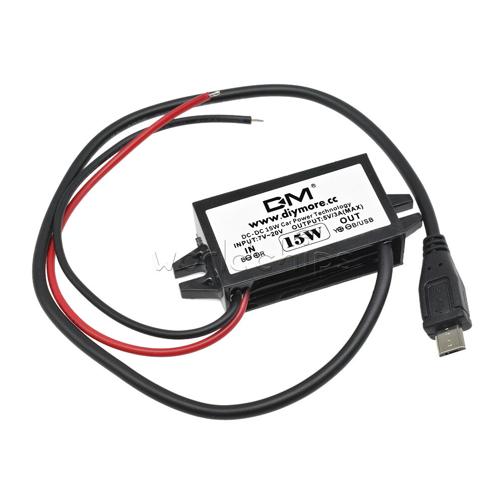 1pc DC-DC Car Charger Converter Module 12V To 5V 3A 15W with Micro USB Cable