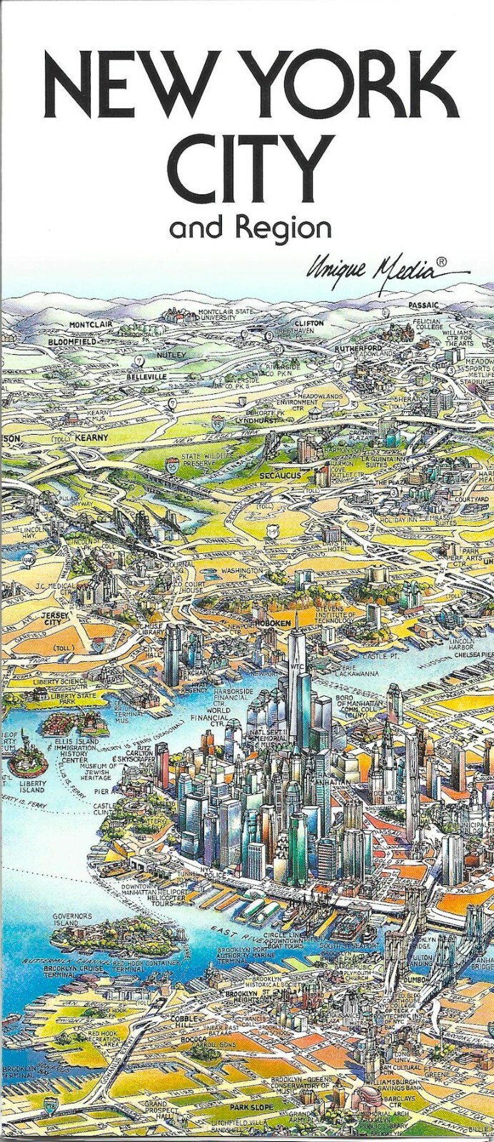 Map of New York City & Region, by Unique Media, Folded Artistic Illustrated Map
