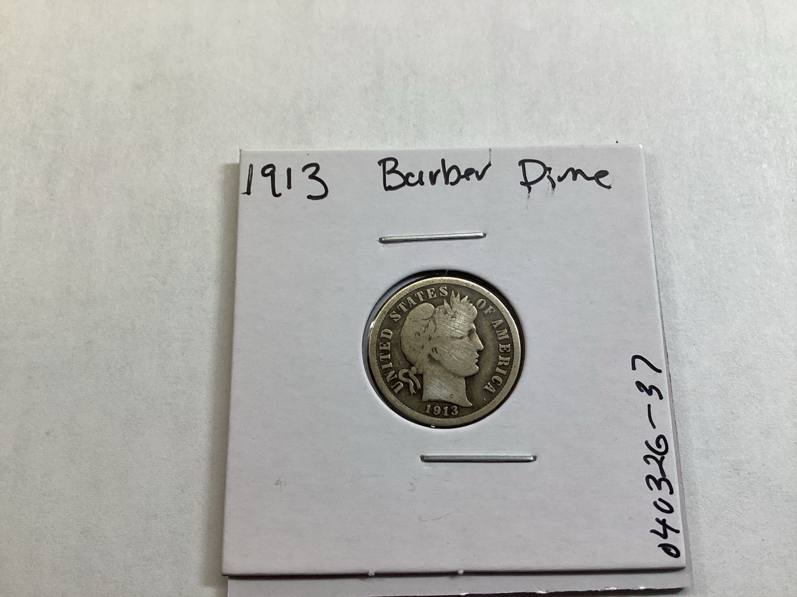 1913 Barber Silver Dime from Philadelphia Mint 040326 37a