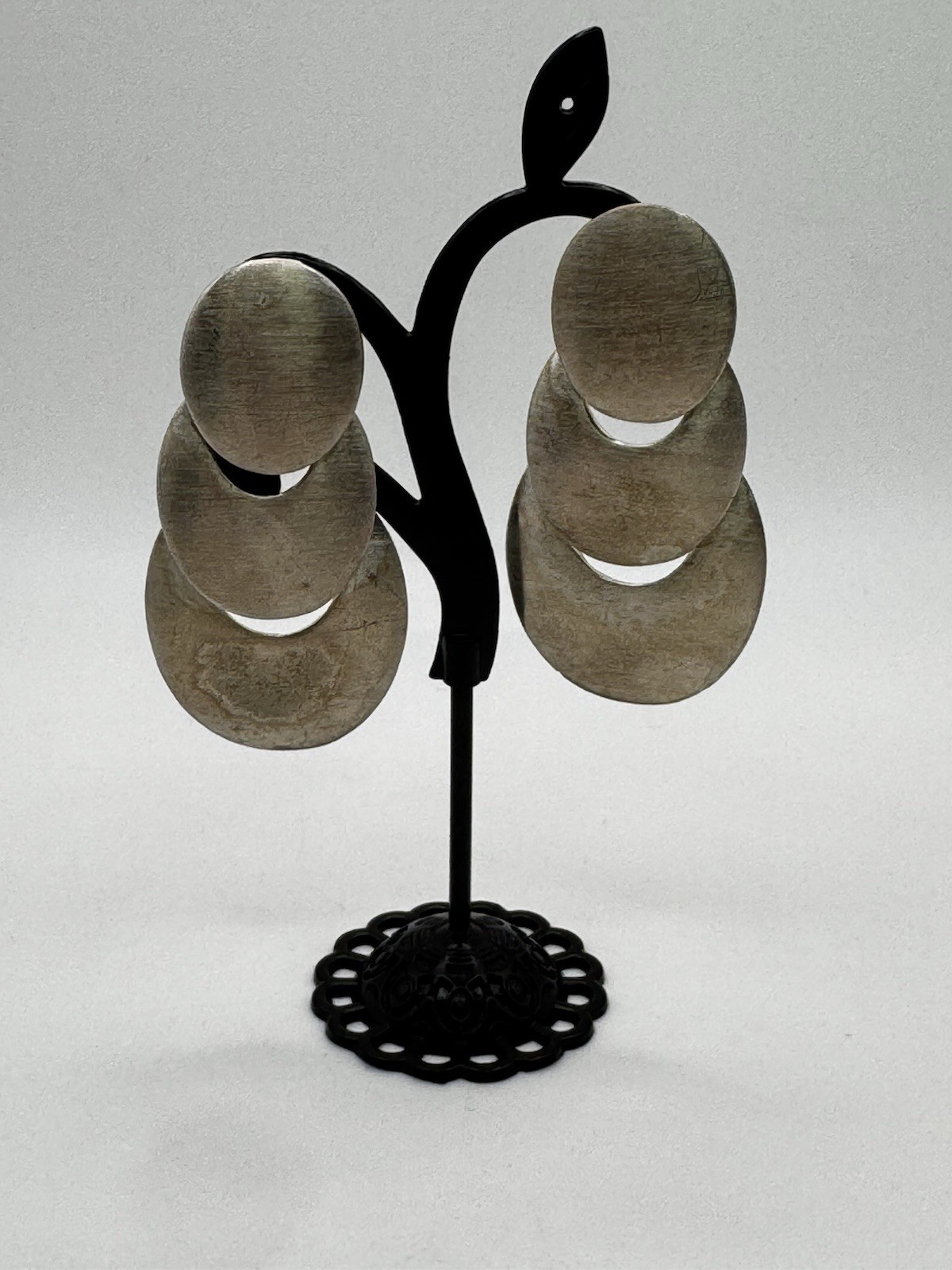Vintage Silver Tone Articulated Drop Dangle Earrings Pierced Ears