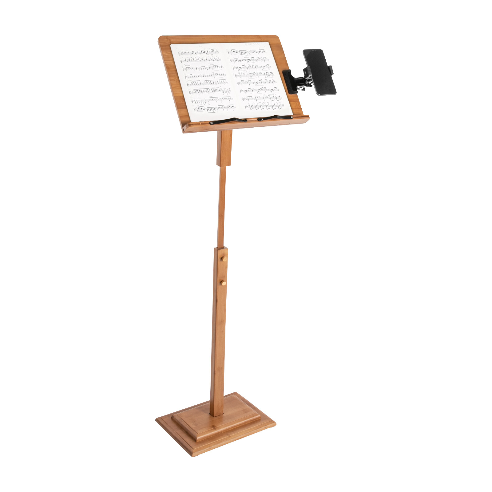 340° Adjustable Height Portable Book Stand Sheet Pro Music Stand W/ Phone Holder