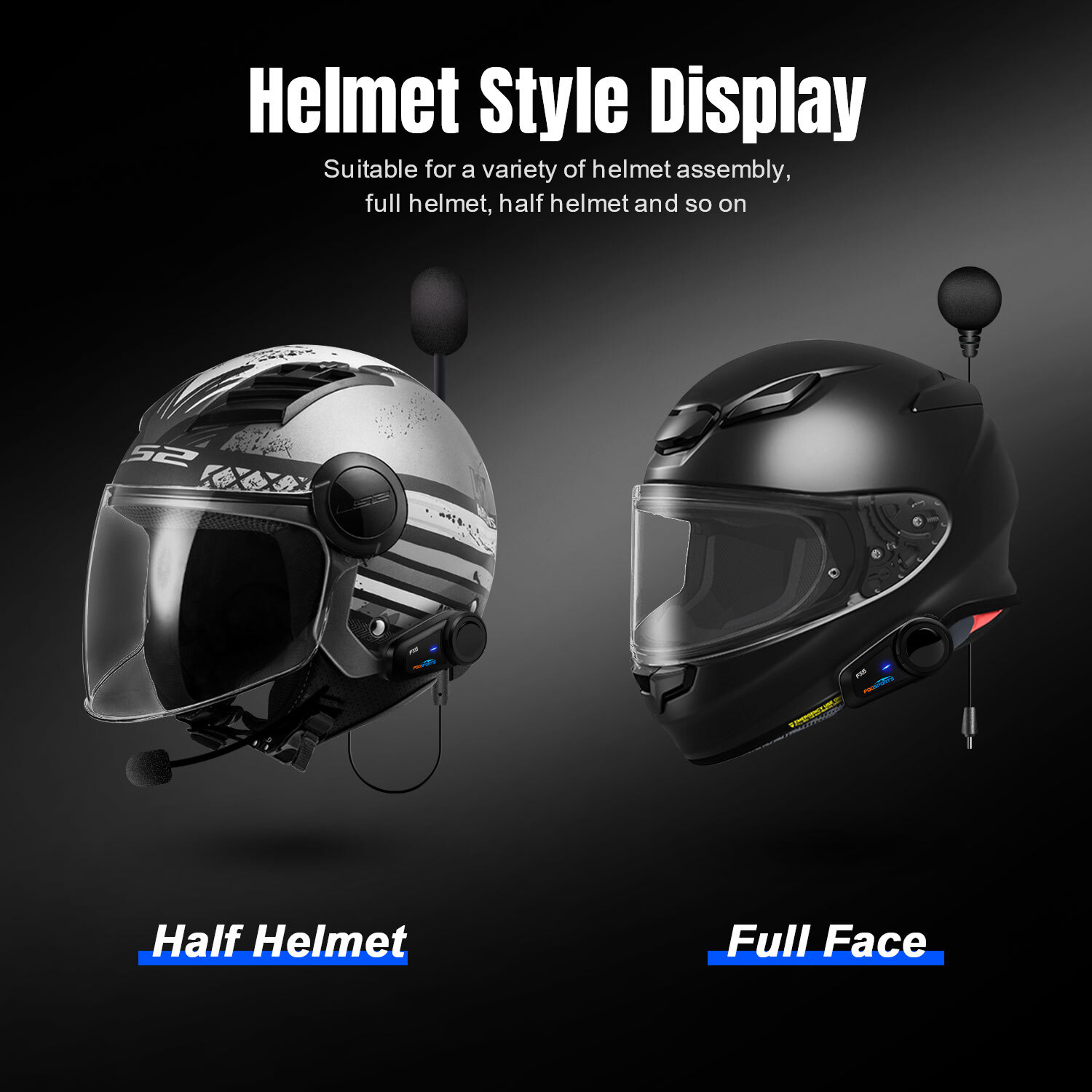 4X FX4 1KM Motorcycle Helmet Interphone 4Way Bluetooth Intercom Headset Wireless