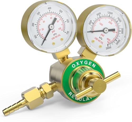 CGA540, 0-4000PSI and 0-100PSI Welding Gas Gauges With 9/16" Oxygen Regulator