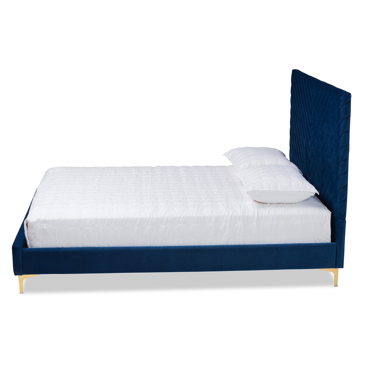 Baxton Studio Fabrico Contemporary Glam and Luxe Navy Blue Velvet Fabric Upholst