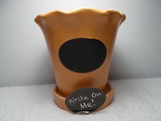 Pennington Orange Distressed Chalkboard Herb Flower Pot Planter Bowl Vase New