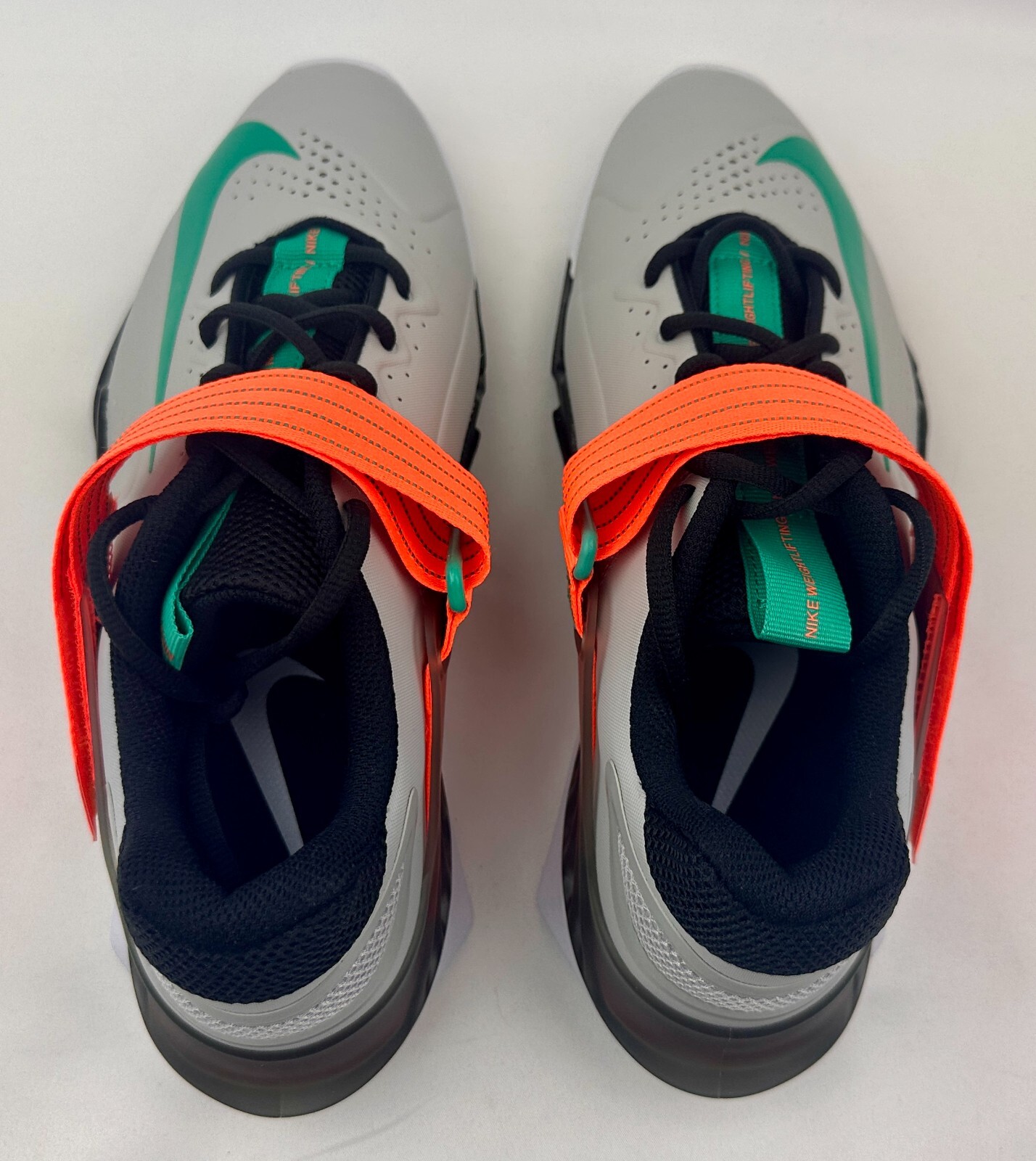 Nike Savaleos Weightlifting Shoes Grey Orange Green CV5708 083 Mens Sneakers NIB