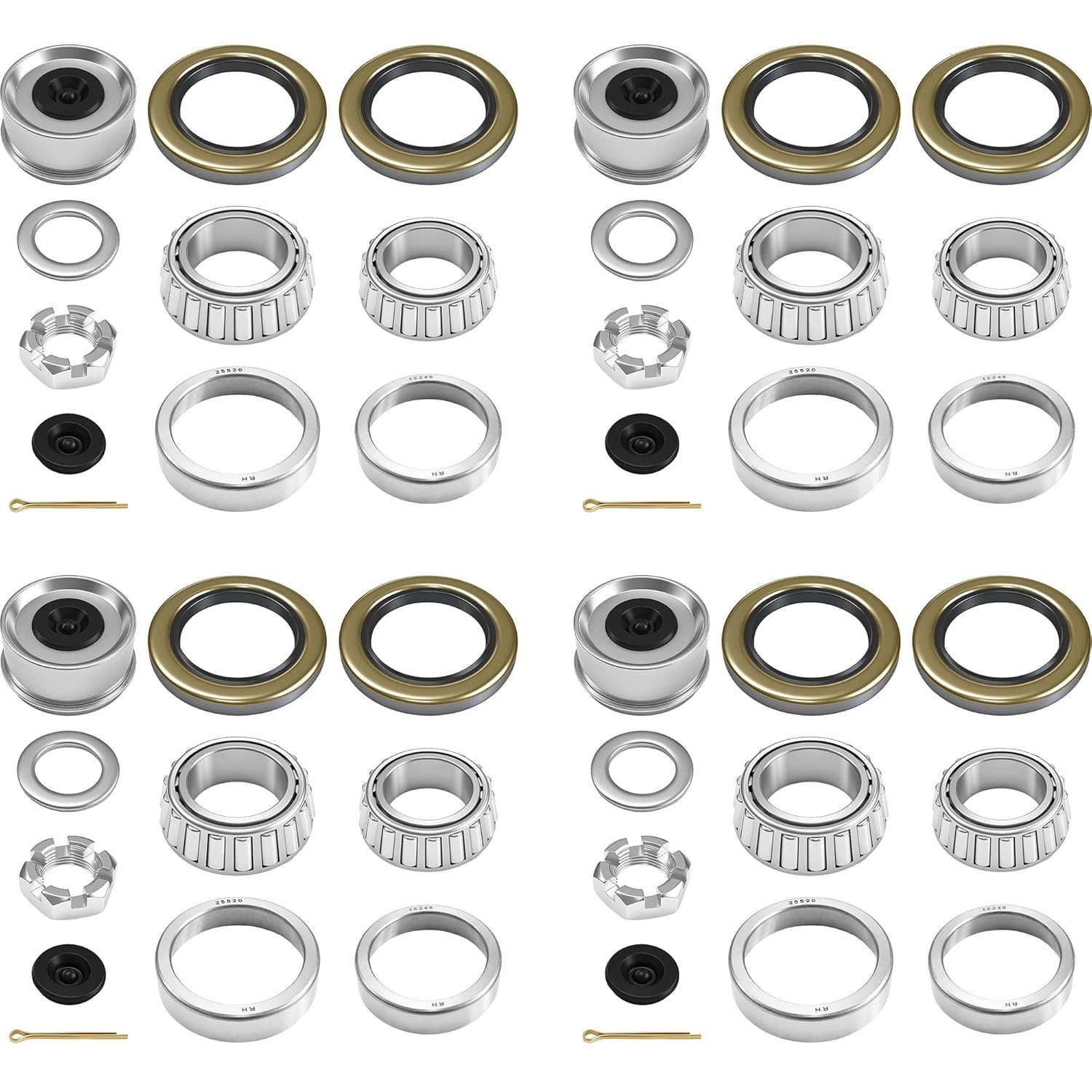 4 Sets 5,200-6,000 lb Boat Trailer Axles Bearing 5,200-6,000 lb Bearing Kits
