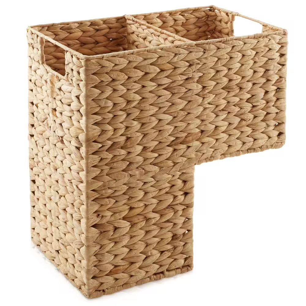 Brown Natural 16 In. X 15.75 In. Wicker Hyacinth Decorative Basket Woven Stair S