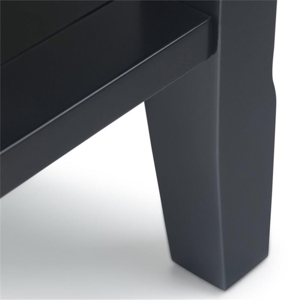 Trent Home Wood 14" Rectangle Transitional Narrow Side Table in Black