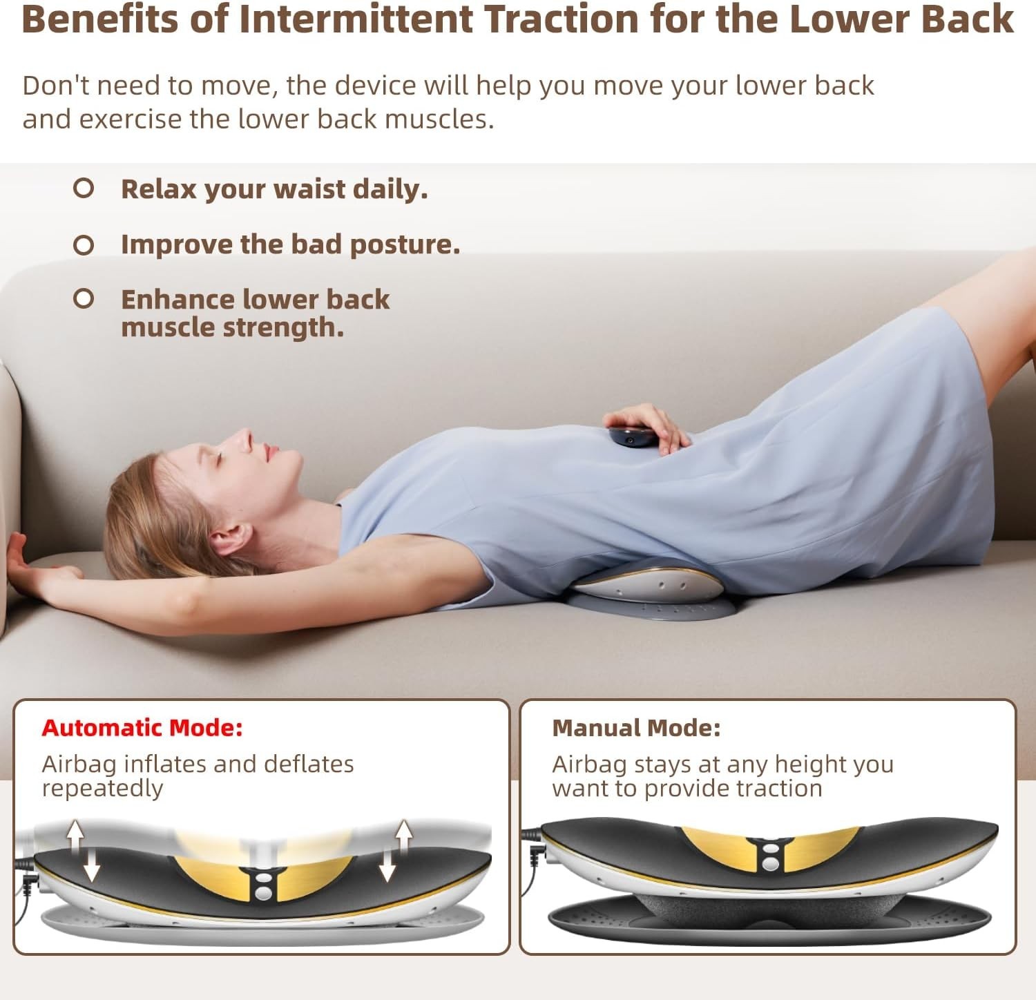 Electric Lumbar Traction Device, Multifunctional Back Traction Device with Dynam