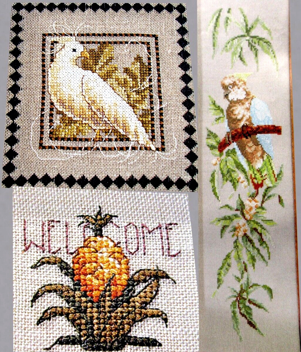 Cockatiel Birds Exotic Rainforest Welcome Pineapple CROSS STITCH PATTERNS
