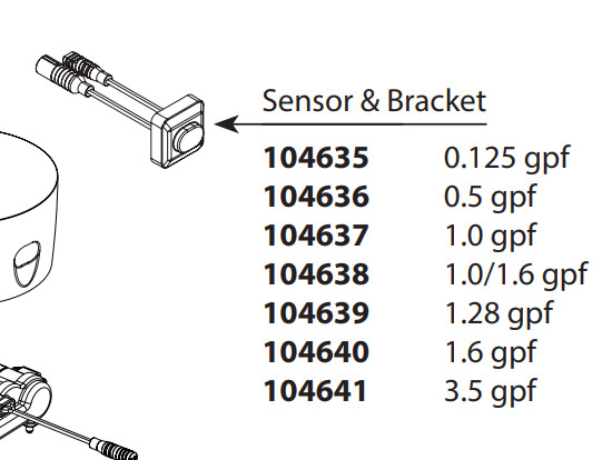 Moen 104637 Sensor & Bracket Kit 1.0 gpf for M-power Sensor Operated Flush Valve