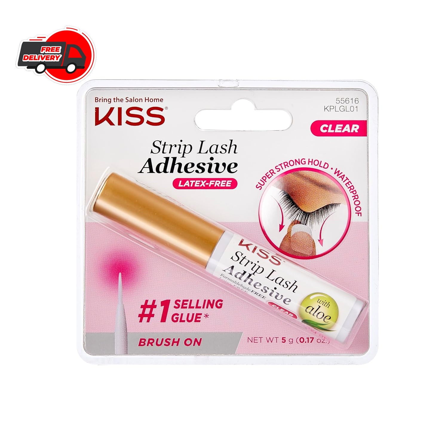 KISS Strip False Eyelash Glue - Waterproof Clear Adhesive for Eye Lash Extensio