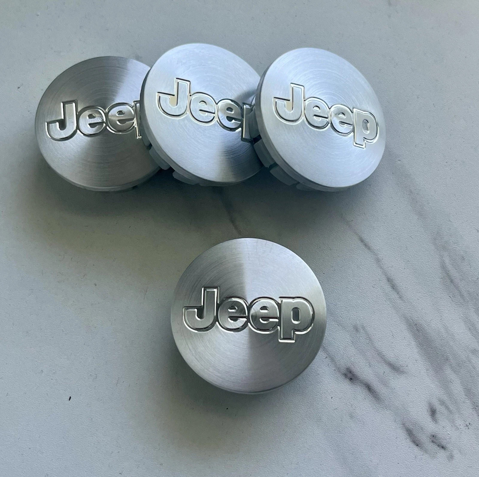 4x 55mm 2.16In Brushed Metal Silver Wheel Center Caps For  2002-11 Jeep Cars