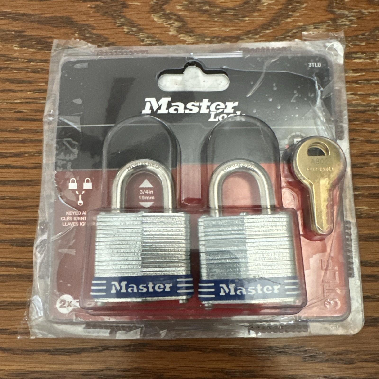 (2-Pk) Laminated Padlock with Key 1-9/16" Wide 3TLD-Includes 4 Keys